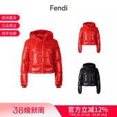 AK85 FAN095 FENDI芬迪女士短款 高领灰鹅绒连帽羽绒服