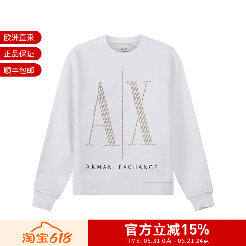 AX阿玛尼 女士ICON LOGO圆领长袖卫衣 8NYM01 YJ68Z