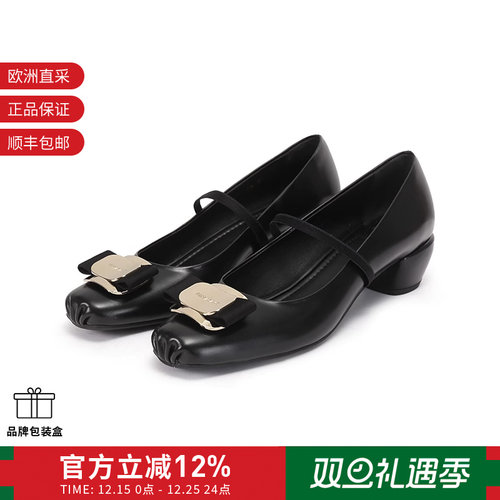 Ferragamo女士粗跟高跟鞋皮鞋