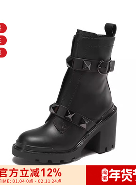 VALENTINO 女士超大铆钉装饰靴子短靴皮靴 1W2S0CJ2 FYP