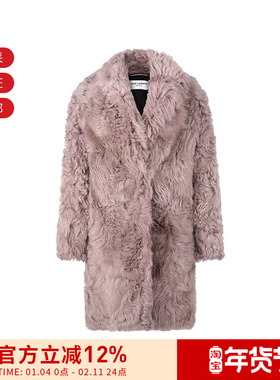 YSL圣罗兰 女士复古羊毛皮长款皮草大衣外套 708010 YF2AF