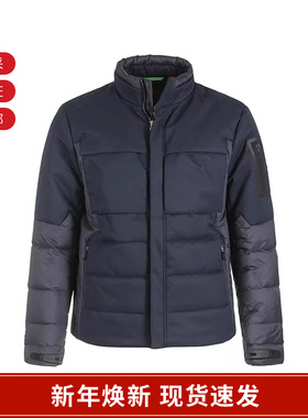 HUGO BOSS 男士LOGO胶印拼接立领鸭绒羽绒服外套上衣50498918