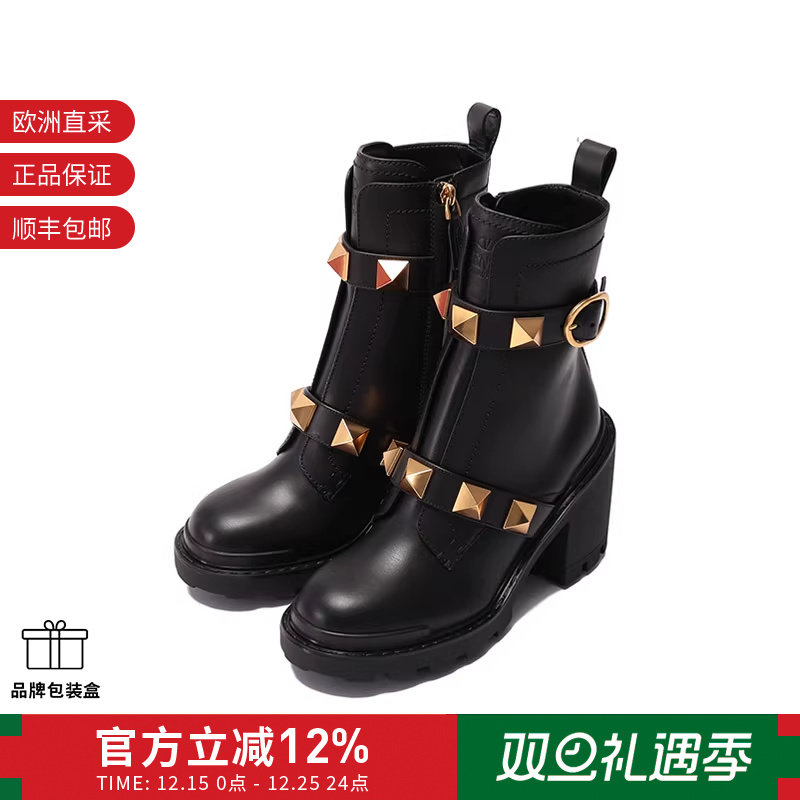 VALENTINO华伦天奴 女士铆钉高跟靴子短靴 1W2S0CJ2 NKD