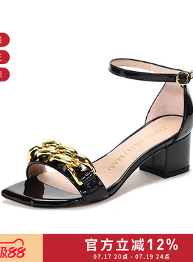 Stuart Weitzman 女士一字带凉鞋 AMELINA BLCK 50 CHAIN