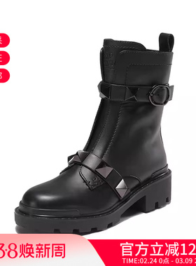 VALENTINO 女士超大铆钉装饰靴子短靴皮靴 1W2S0CJ3 FYP