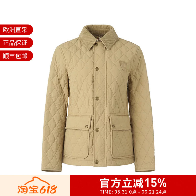 BURBERRY 女士B字型盾牌刺绣贴饰绗缝夹克薄款棉服外套 8097996