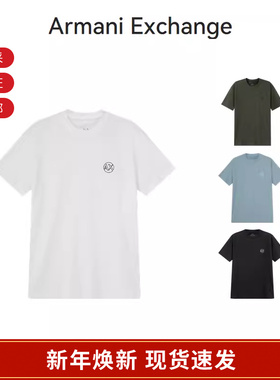 AX阿玛尼 男士徽标刺绣AX圆领短袖T恤XM000558 AF10358