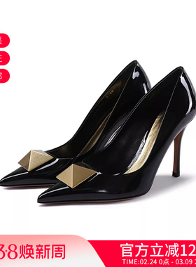 VALENTINO 女士细跟高跟鞋皮鞋单鞋跟高10cm 4W2S0FH8 LAF