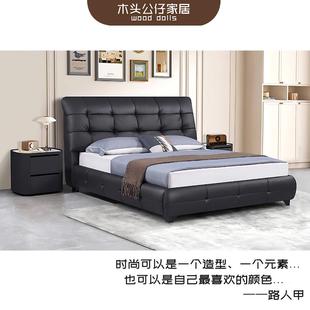 意式极简皮艺软床合集中厚真皮生态超纤皮颜色尺寸定制全松木框架