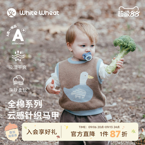 whitewheat秋季新款蜗牛针织马甲