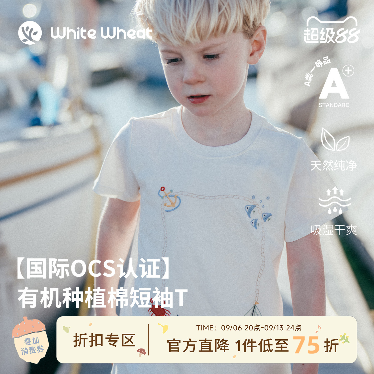 whitewheat贴布绣短袖T恤图片