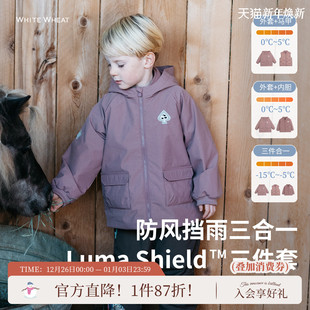 摇粒绒男童风衣女宝三合一防水外套厚款 whitewheat儿童25冬季 新款