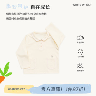 whitewheat儿童2025春季 新款 t恤男童纯棉卡通长袖 女宝打底polo衫