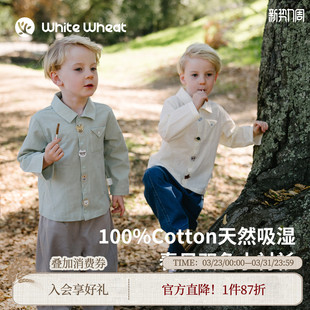 外套男女童衬衣竹节棉衬衫 whitewheat 新款 儿童26春季 天然吸湿