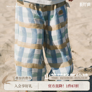 薄女宝透气防蚊裤 whitewheat儿童2026夏季 男童印花束脚裤 长裤 新款