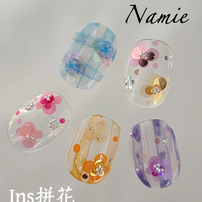 NAMIE超薄彩色拼花波点美甲亮片