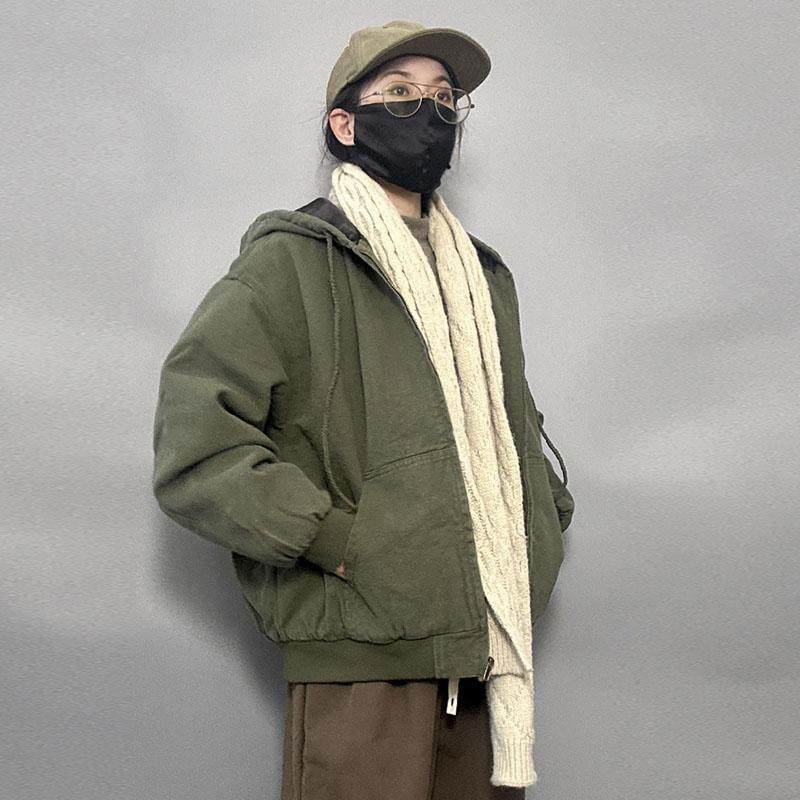 美式复古连帽夹棉加厚工装风外套