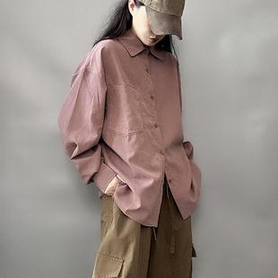 外套 显瘦衬衣港风男女春秋vintage松弛衬衫 逆壳NZ 复古桃皮绒长袖