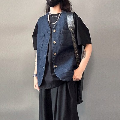 简约多口袋工装风马甲百搭通勤