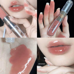 kiko双头唇釉奶茶色口红103透明裸色镜面水光唇蜜不易沾杯正品女