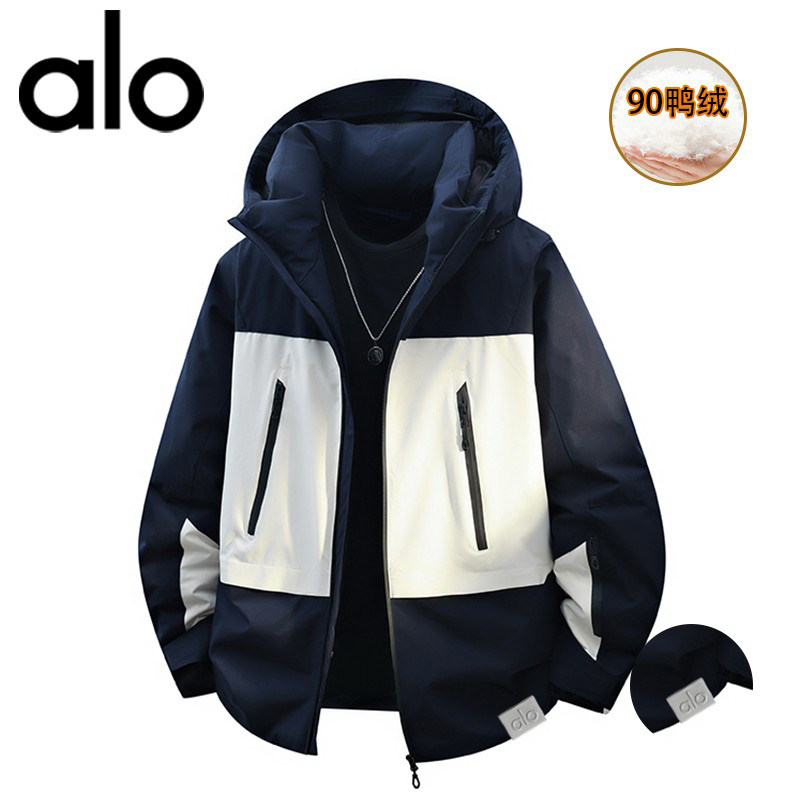 官方奥特莱斯品牌折扣 冬季保暖连帽撞色羽绒服男休闲夹克外套