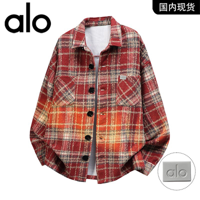 官方奥特莱斯品牌折扣 春季百搭夹克美式休闲长袖格子衬衫外套