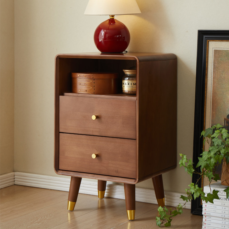 纯实木床头柜中古风家用卧室胡桃木色床边柜置物柜中式小型收纳柜,住宅家具,床头柜,淘宝优惠券,粉丝福利购,淘宝优惠卷