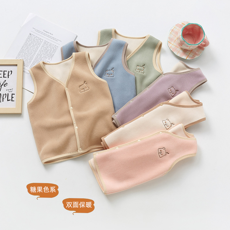 儿童加绒马甲秋冬季男女童内外穿保暖背心婴儿宝宝A类加厚坎肩