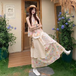 甜美少女感 巨好看 两件套夏季 新款 碎花裙小众田园风森系新款