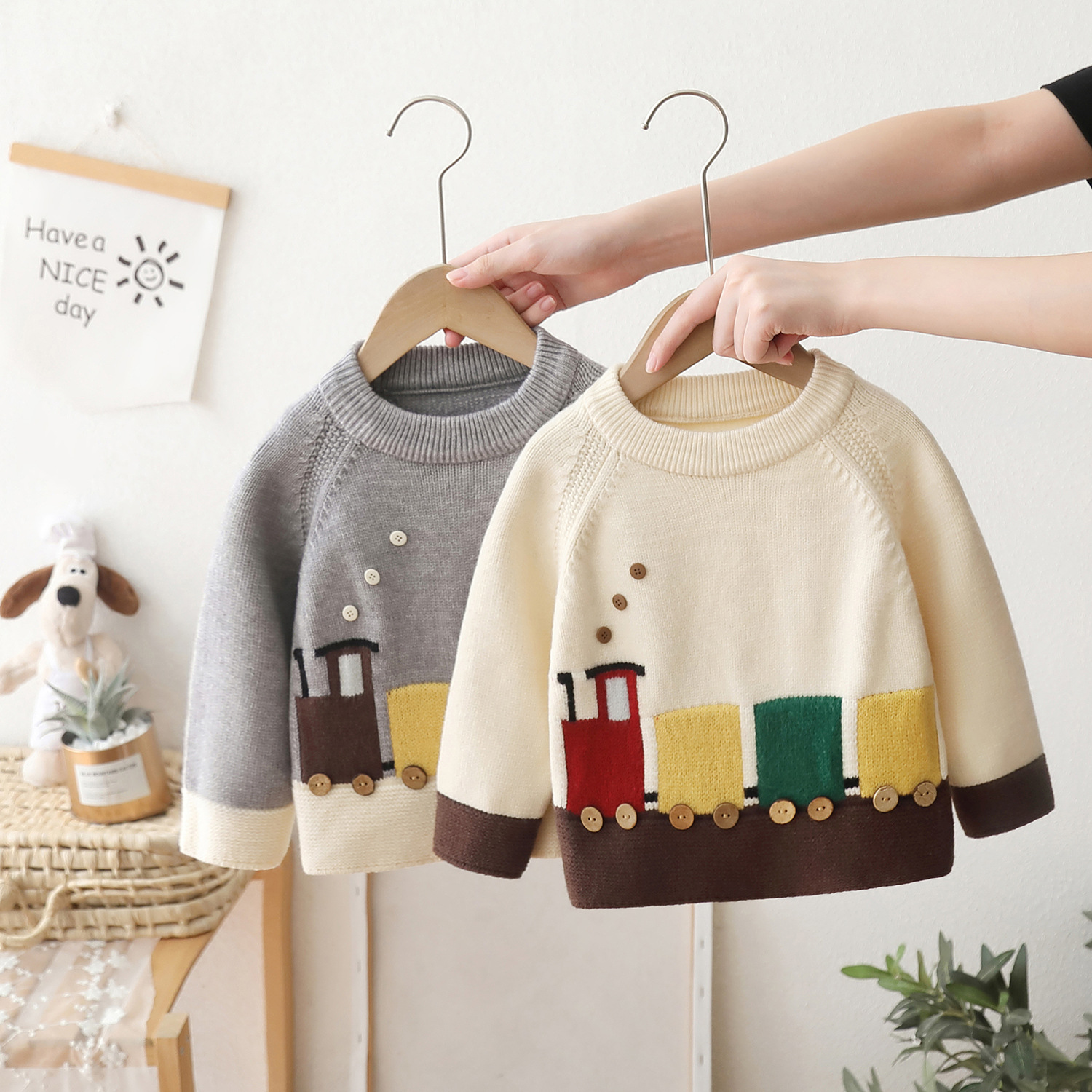 2025新款小五班男童毛衣套头宝宝秋冬装儿童针织衫加绒潮