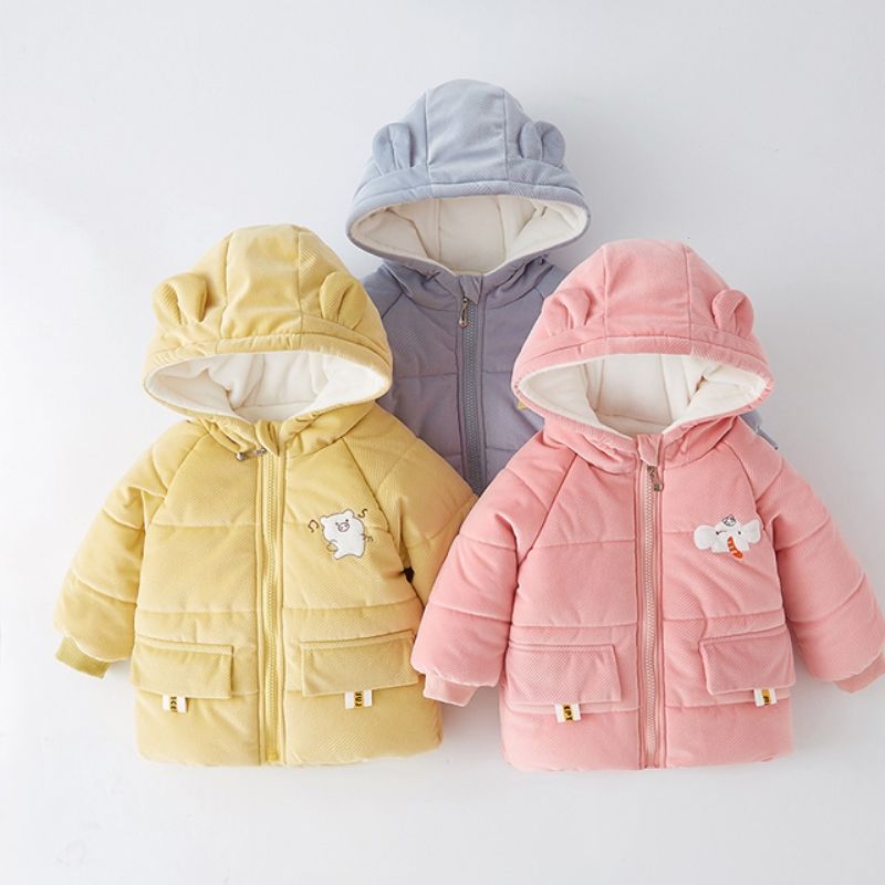 宝宝棉服加厚灯草绒袄中小女童加绒秋冬季棉衣外套女童冬装衣服
