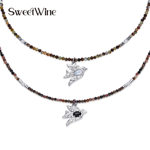 Wine飞鸟系列吊坠串珠项链原创精致百搭 Sweet 张雅琪花少同款