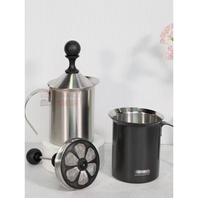 超值推荐不锈钢打奶泡器家用花式手动牛奶打泡器咖啡奶泡壶拉花壶