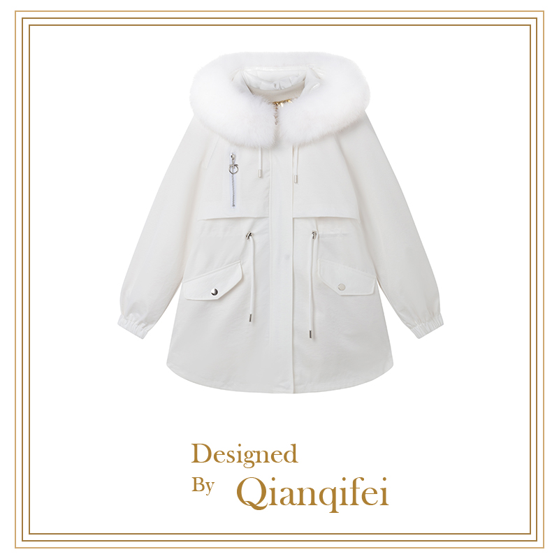 【5原】2023新款设计感拉链收腰大毛领连帽派克服 MW20049