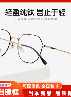 52记忆钛眼镜架复古多边形眼镜框学生近视眼镜男女镜架BSF86004YF