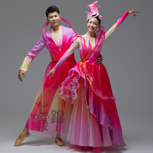 开场舞四海同春玫红春晚歌伴舞蓬蓬裙大气舞蹈男女演出服装租赁