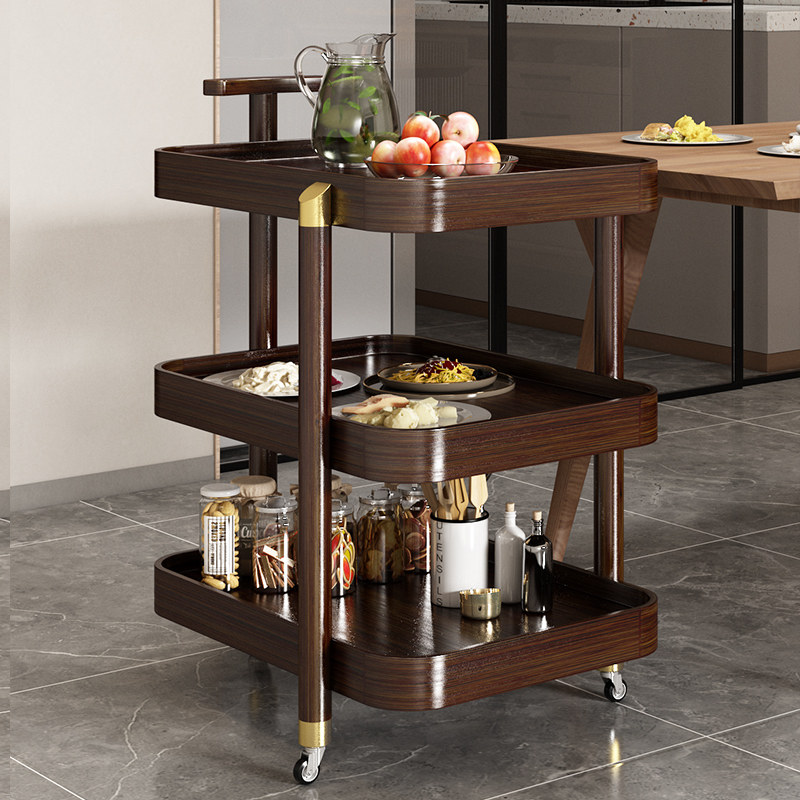 中式轻奢可移动竹茶水小推车沙发边几角几侧边柜餐车小茶台边桌子