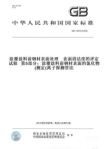 GB/T18570.5-2005涂覆涂料前钢材表面处理表面清洁度的评定试验第5部分：涂覆涂料前钢材表面的氯化物测定(离子探测管法)