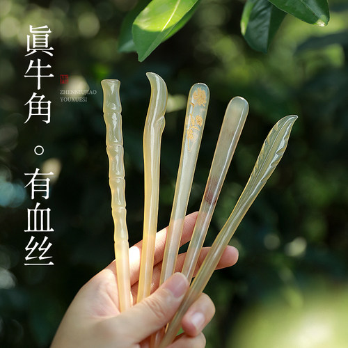 牛角发簪2026新款高端新中式