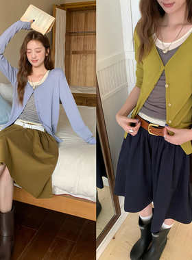 soolrok 松未韵一 两色轻薄修身针织开衫女独特显白防晒叠穿上衣