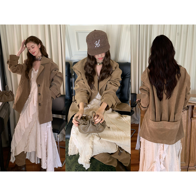 松未韵一中古私服麂皮外套