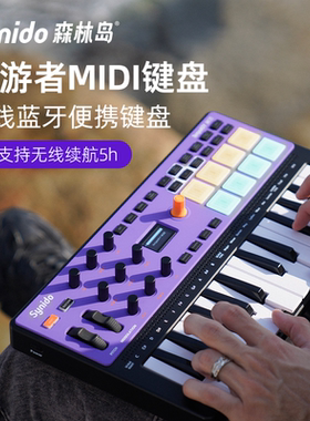 Synido森林岛漫游者MIDI键盘dj乐队伴奏编曲便携25键小迷笛控制器