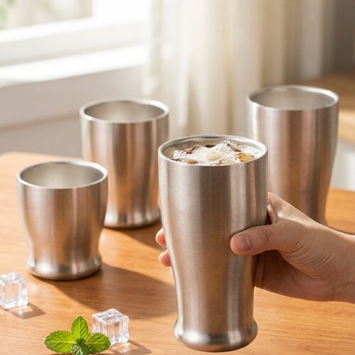 304不锈钢双层保冷啤酒杯