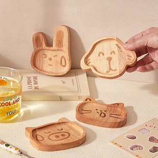 高颜值卡通木质小托盘可爱儿童餐盘小碟子茶桌点心盘零食盘水果盘