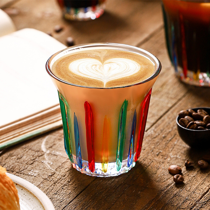 彩虹玻璃咖啡杯复古Dirty拿铁杯