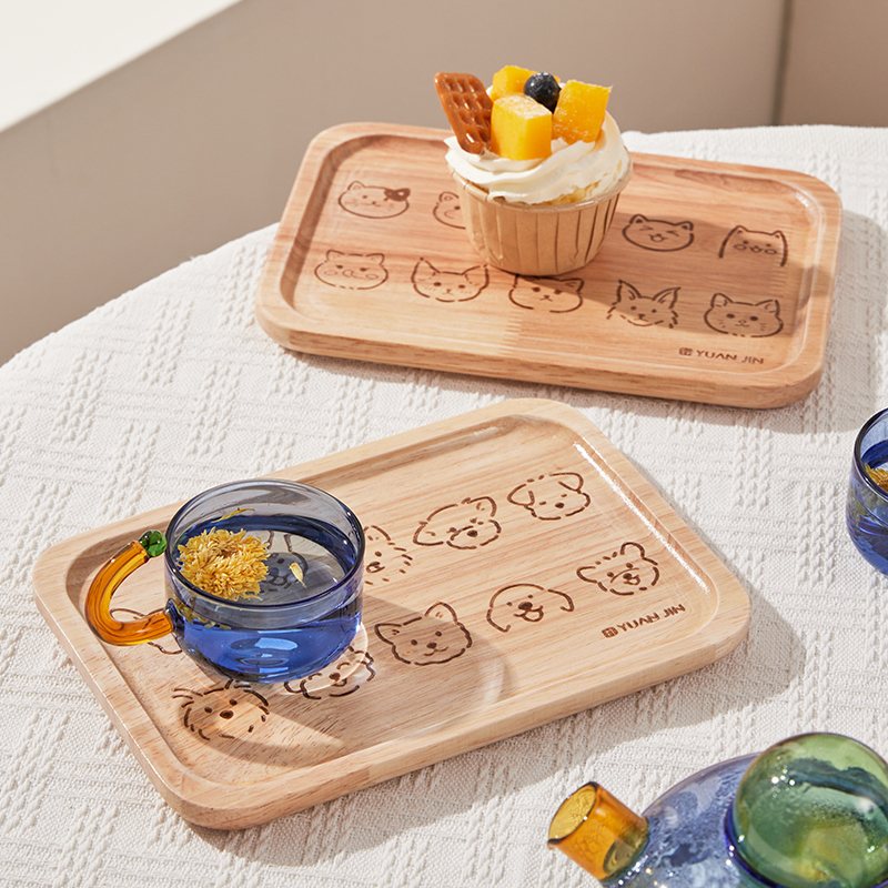 可爱卡通木质托盘甜品盘餐盘