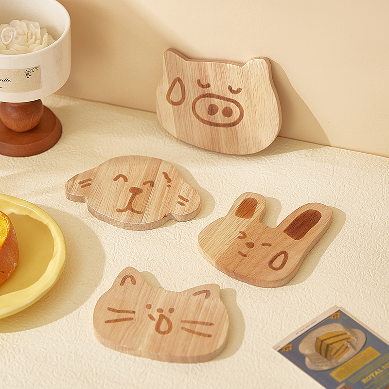 卡通可爱橡胶木杯垫耐高温防烫
