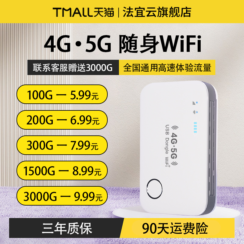 5G随身wifi无线wifi移动wifi6无限流量高速4G路由器便携式免插卡网络随身wifi全国通用上网宝车载电脑USB网卡