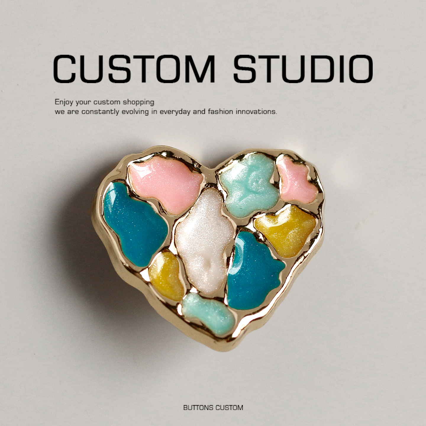 栖心 珐琅彩金属纽扣设计师辅料复古烧蓝国风桃心大衣外套高端扣