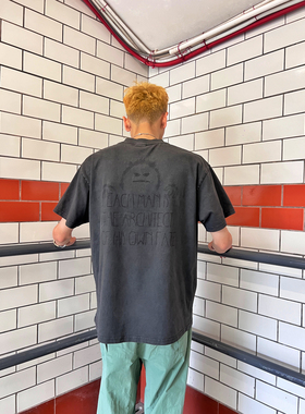 HasoBaso 24SS美式街头蜡染阿苏特染水洗印花短袖口袋T恤男女